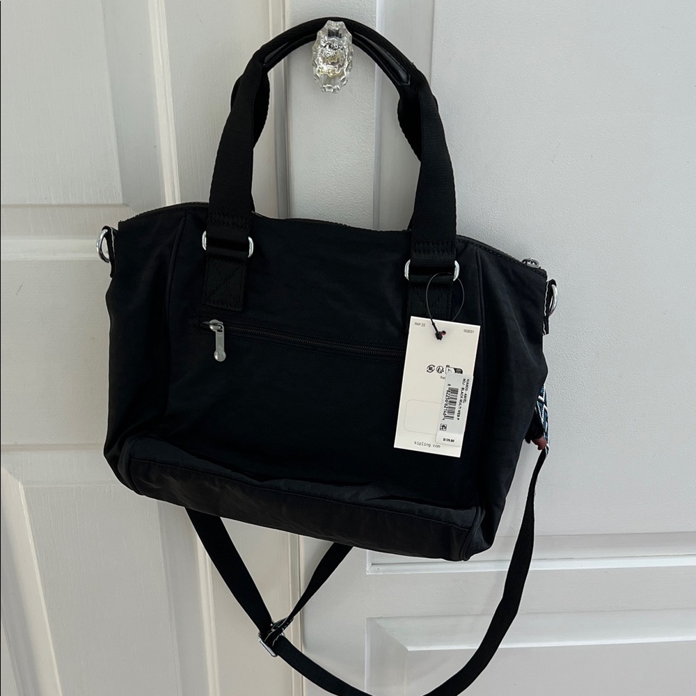 Kipling Black Crossbody Bag with Patterned Strap - Picture 6 of 10